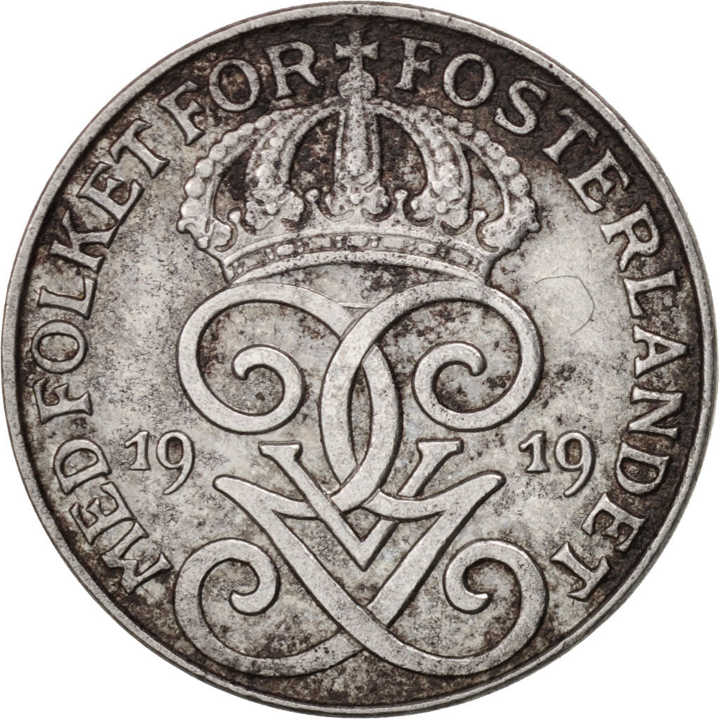 Svezia, Gustaf V, Ore, 1919, BB, Ferro, KM:789