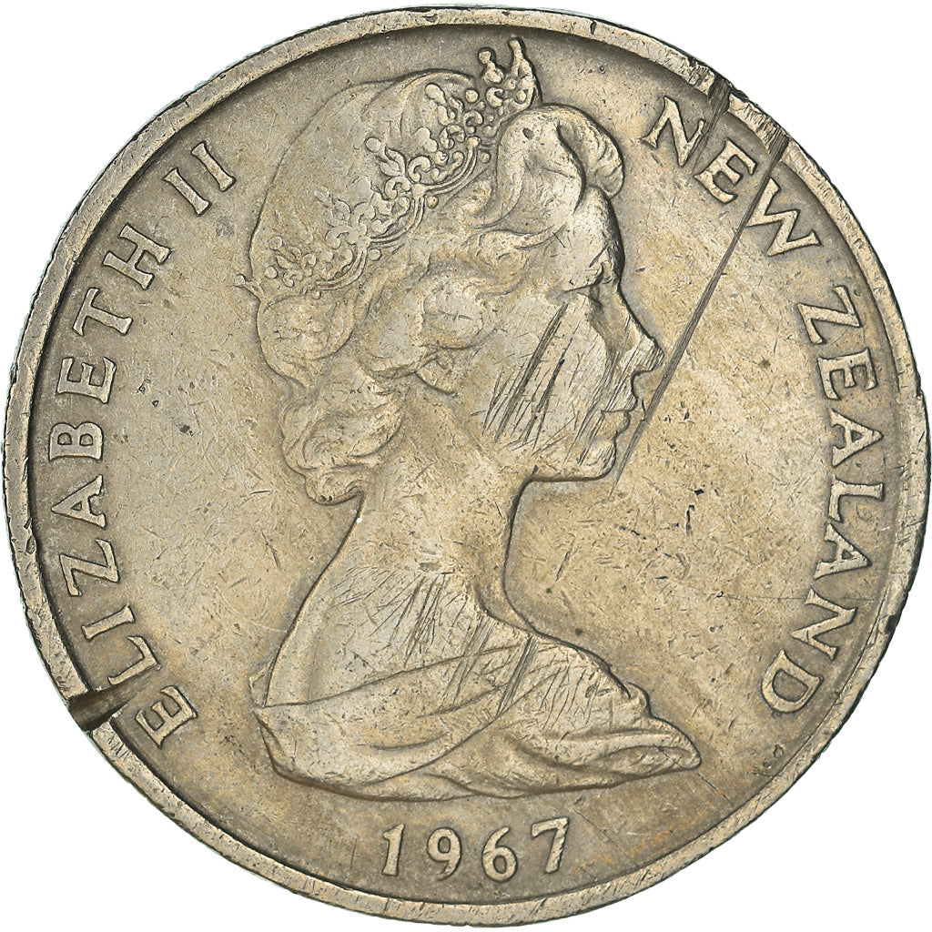 Moeda, Nova Zelândia, Elizabeth II, 50 Cents, 1967, VF(20-25), Cobre-níquel
