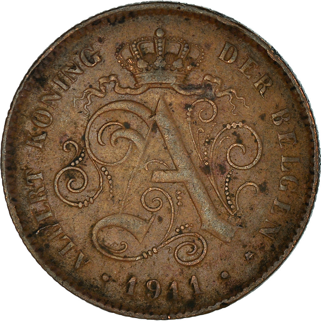 Coin, Belgium, Albert I, 2 Centimes, 1911, VF(30-35), Copper, KM:65
