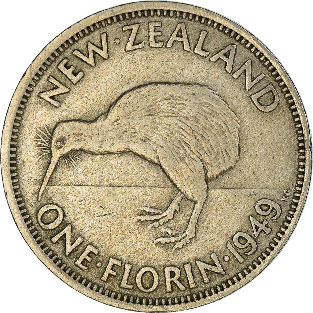 Moneda, Nueva Zelanda, George VI, Florin, 1949, MBC, Cobre - níquel, KM:18