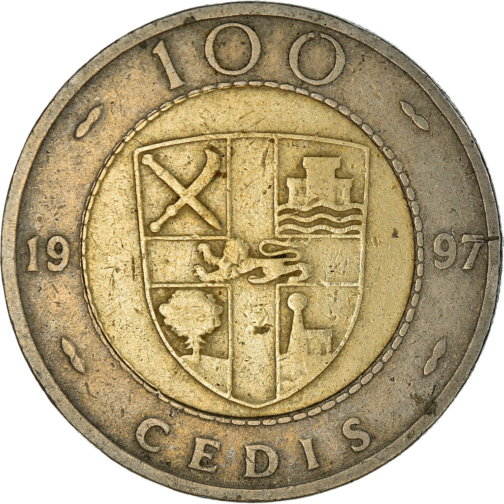 Moeda, Gana, 100 Cedis, 1997, EF(40-45), Bimetálico, KM:32