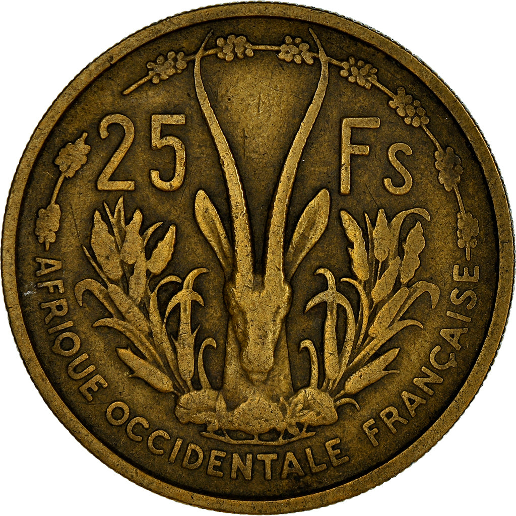 Moneda, África oriental francesa, 25 Francs, 1956, BC+, Aluminio - bronce