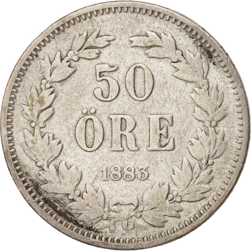 Svezia, Oscar II, 50 Öre, 1883, MB+, Argento, KM:740