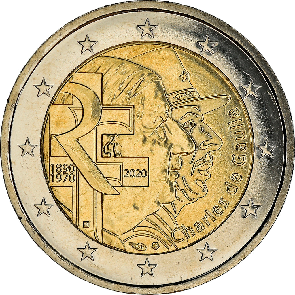 France, 2 Euro, Charles De Gaulle, 2020, MS(63), Bi-Metallic, KM:New