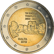 Malta, 2 Euro, Temples, 2019, MS(63), Bimetálico, KM:New