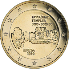 Malte, 2 Euro, TA’ HAGRAT Temples, 2019, F dans étoile., FDC, Bi-Metallic