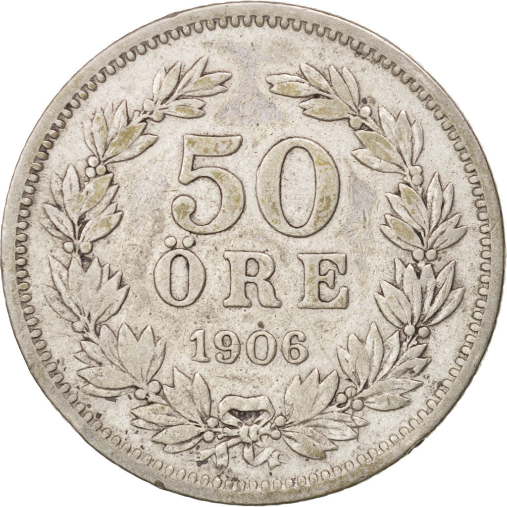 Sweden, Oscar II, 50 Öre, 1906, EF(40-45), Silver, KM:771