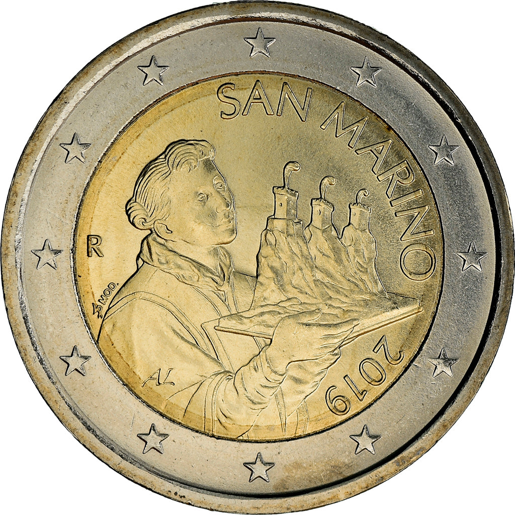 San Marino, 2 Euro, 2nd map, 2019, MS(65-70), Bi-Metallic, KM:New