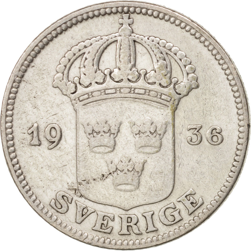 Münze, Schweden, Gustaf V, 50 Öre, 1936, SS, Silber, KM:788