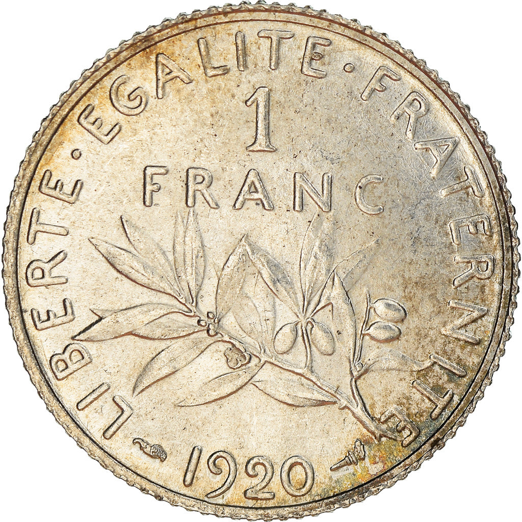 Coin, France, Semeuse, Franc, 1920, Paris, AU(55-58), Silver, KM:844.1