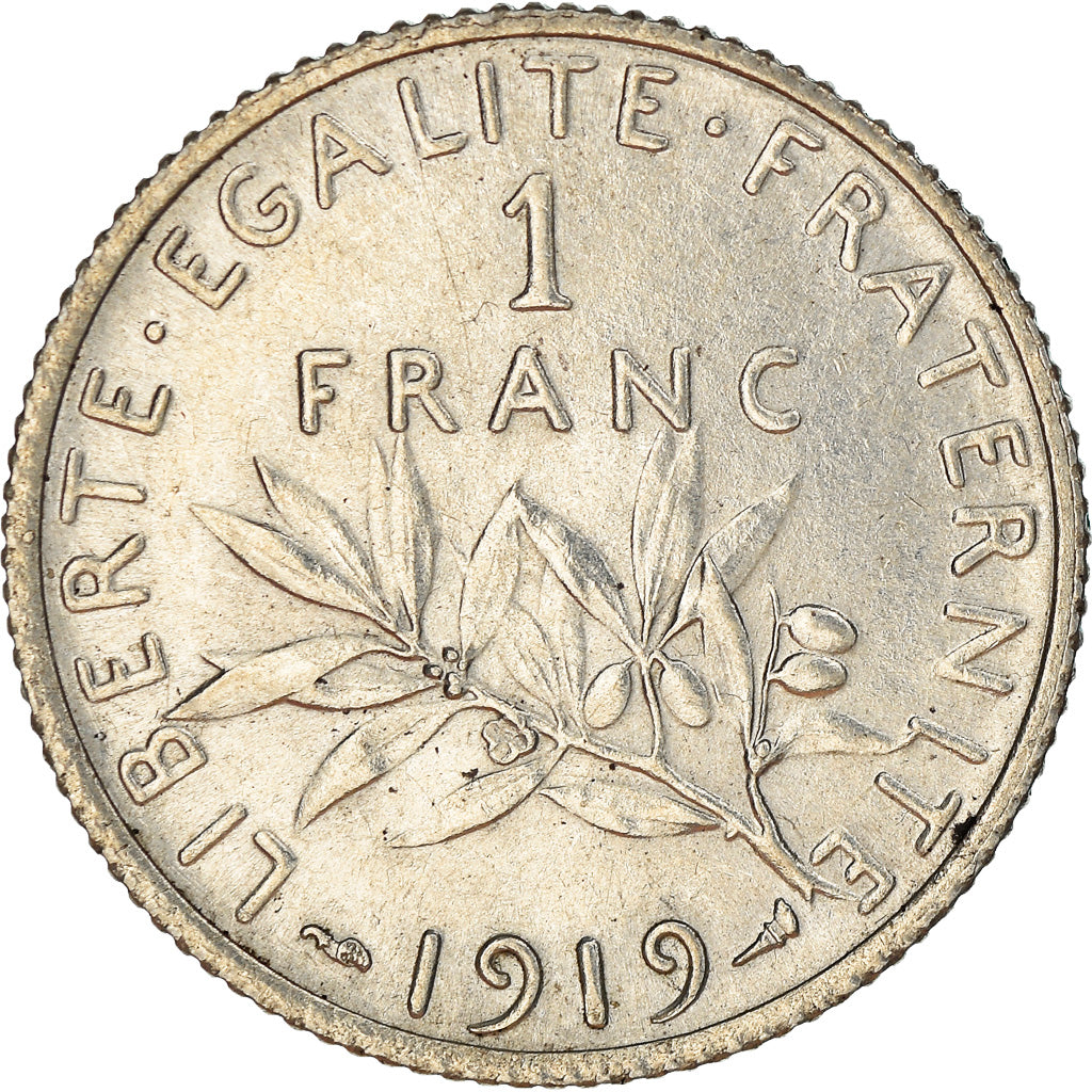 Coin, France, Semeuse, Franc, 1919, Paris, EF(40-45), Silver, KM:844.1