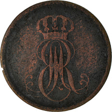Coin, German States, HANNOVER, Ernst August, 2 Pfennig, 1851, VF(20-25), Copper