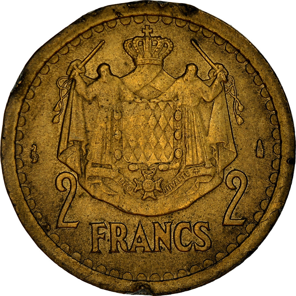 Moneta, Monaco, 2 Francs, 1943, Paris, MB, Rame-alluminio, Gadoury:MC134