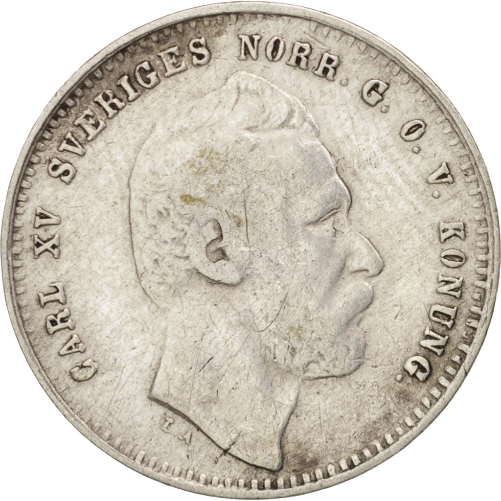 Svezia, Carl XV Adolf, 25 Öre, 1871, MB+, Argento, KM:712