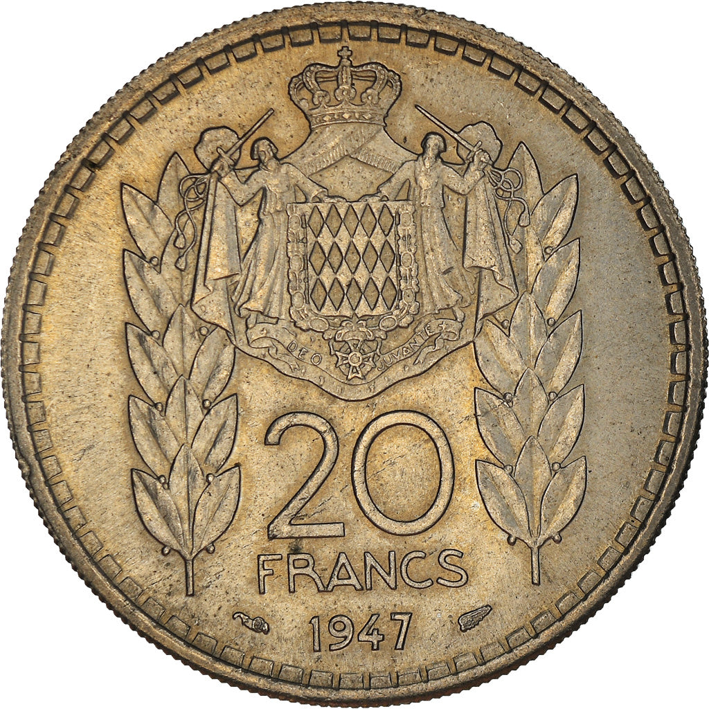 Monnaie, Monaco, Louis II, 20 Francs, Vingt, 1947, TTB, Cupro-nickel, KM:124