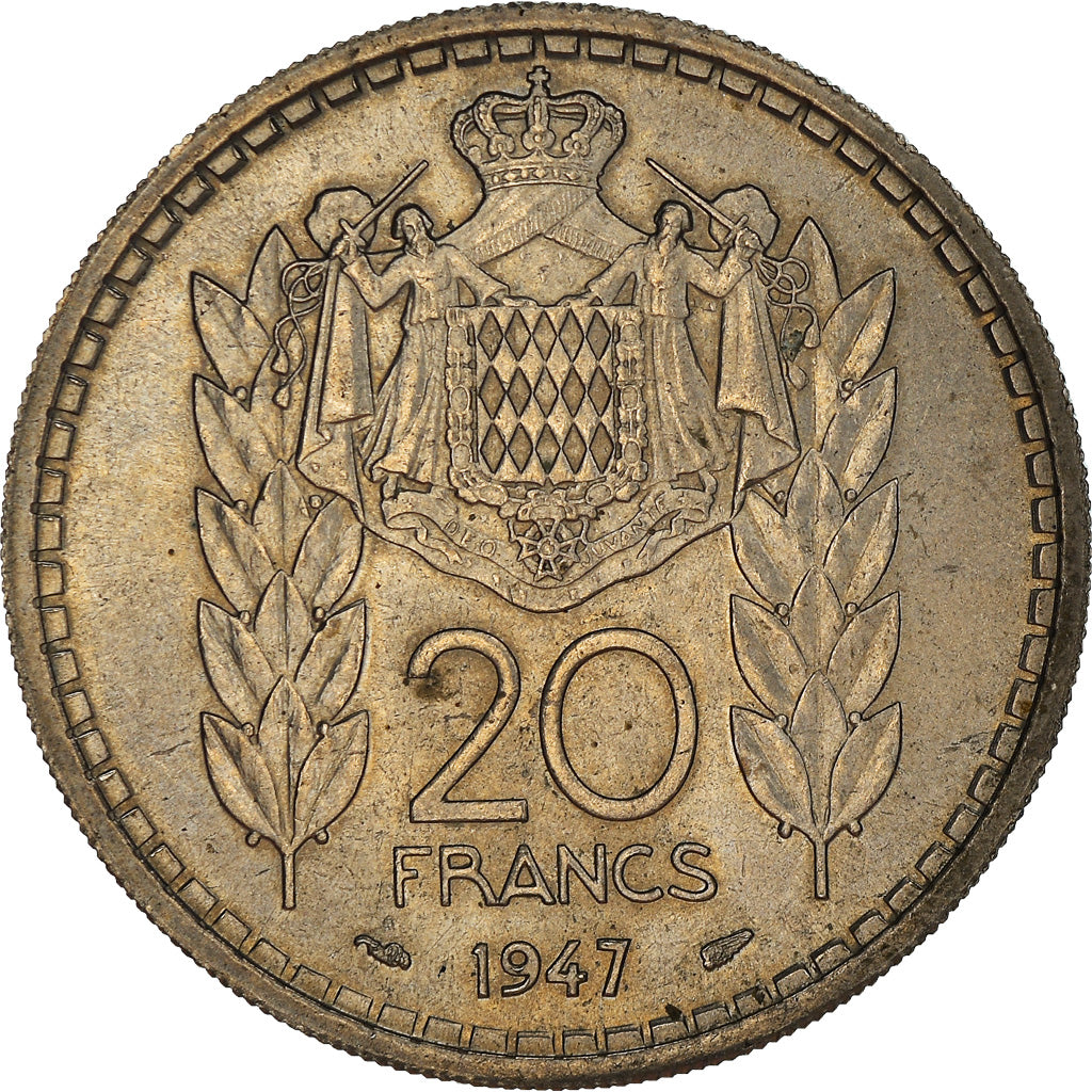 Coin, Monaco, Louis II, 20 Francs, Vingt, 1947, VF(30-35), Copper-nickel, KM:124