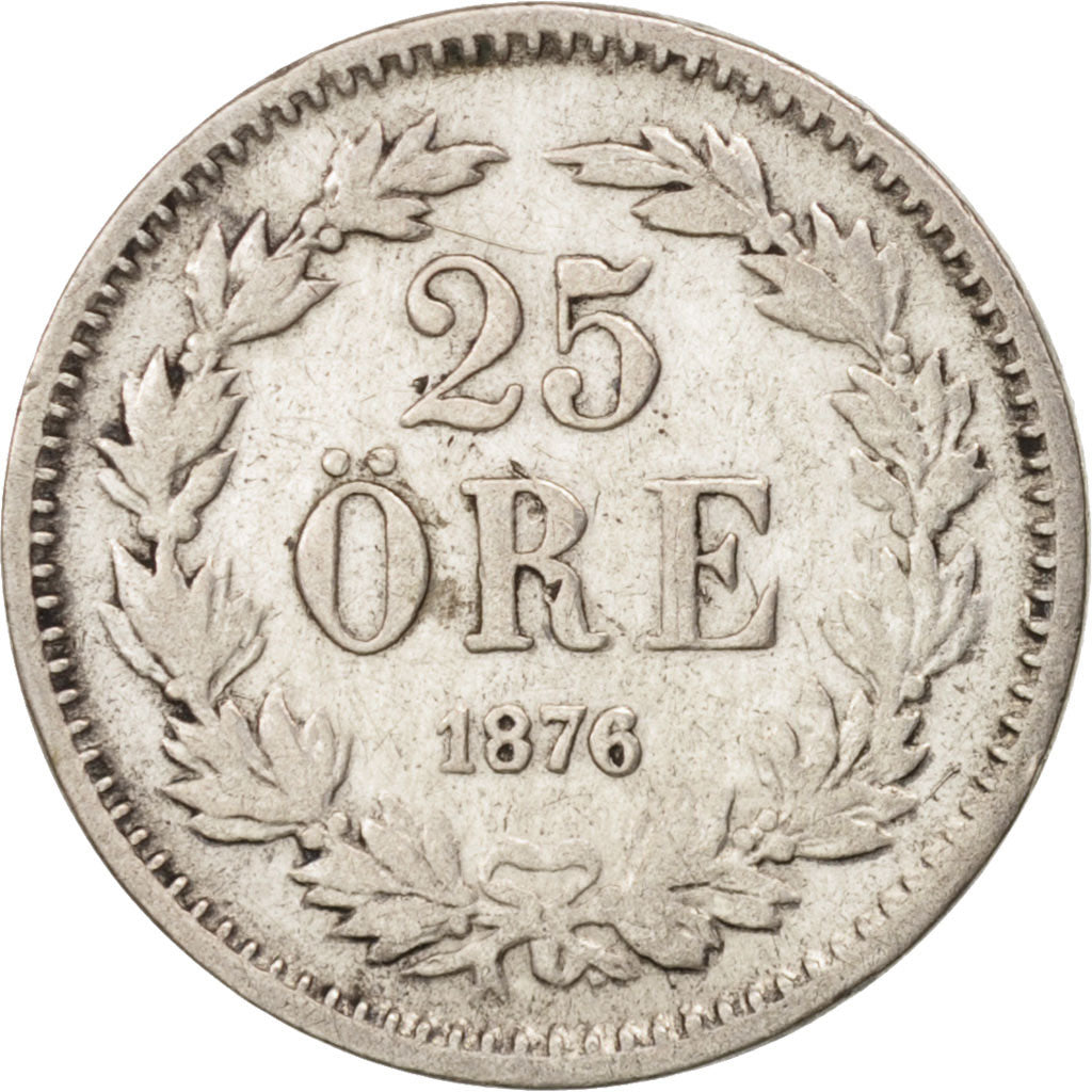 Monnaie, Suède, Oscar II, 25 Öre, 1876, TTB, Argent, KM:738
