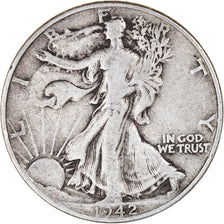 Coin, United States, Walking Liberty Half Dollar, Half Dollar, 1942, U.S. Mint