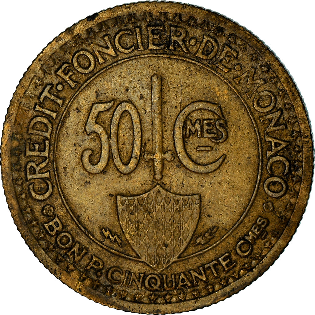 Coin, Monaco, Louis II, 50 Centimes, 1926, Poissy, F(12-15), Aluminum-Bronze