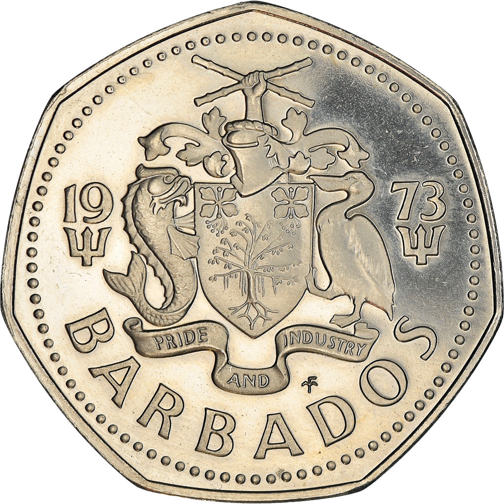 Coin, Barbados, Dollar, 1973, Franklin Mint, BE, MS(65-70), Copper-nickel