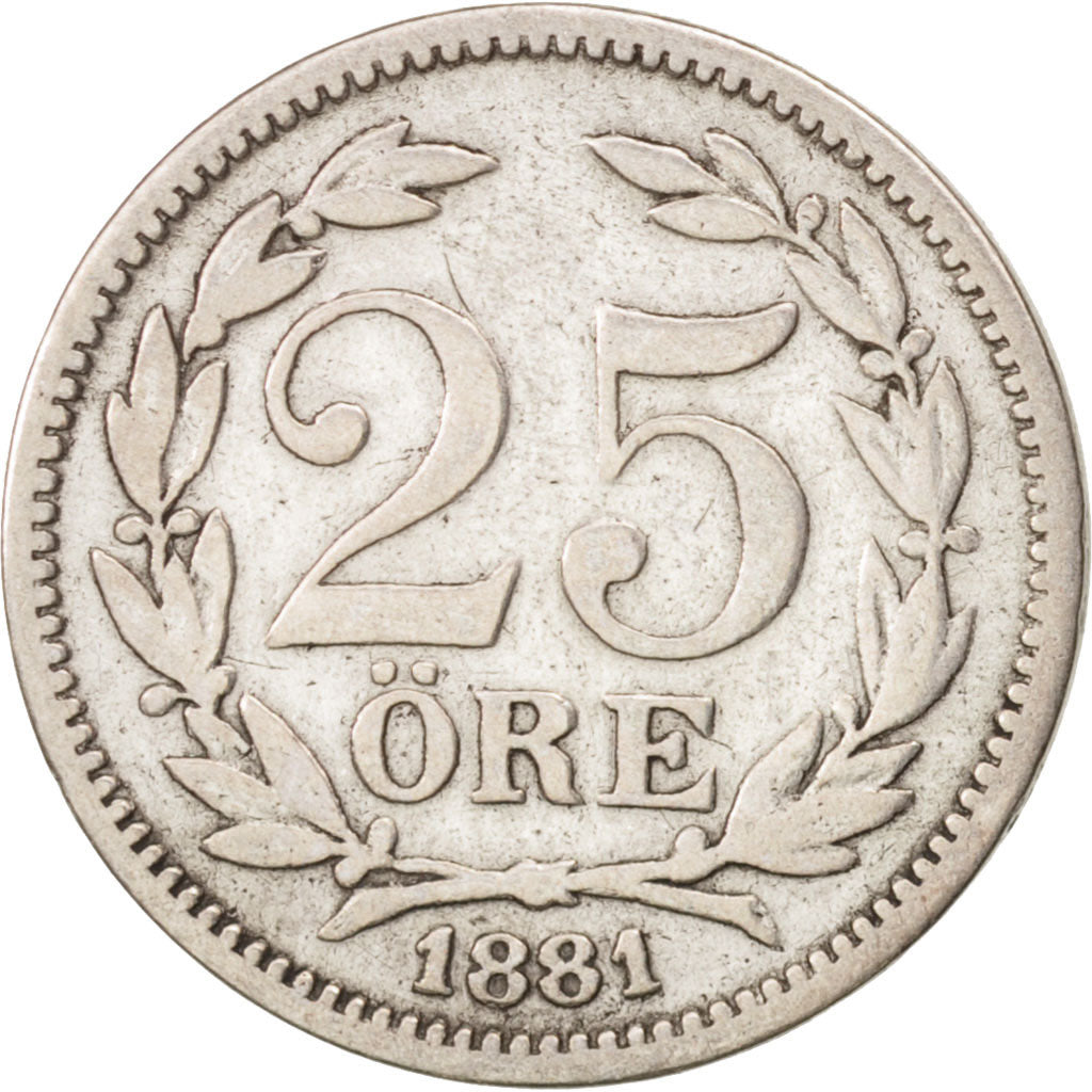 Monnaie, Suède, Oscar II, 25 Öre, 1881, TTB, Argent, KM:739