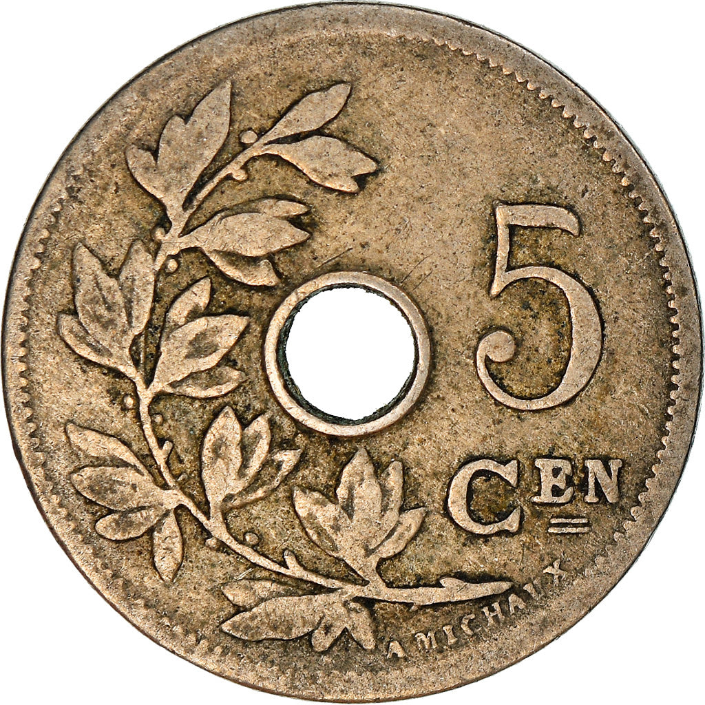 Munten, België, 5 Centimes, 1904, FR, Cupro-nikkel, KM:55