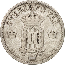 Svezia, Oscar II, 25 Öre, 1907, BB, Argento, KM:775