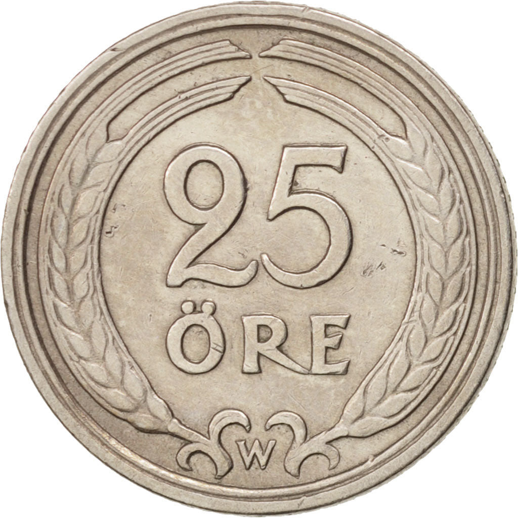 Coin, Sweden, Gustaf V, 25 Öre, 1921, EF(40-45), Nickel-Bronze, KM:798