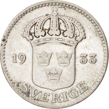Moneta, Svezia, Gustaf V, 25 Öre, 1933, MB+, Argento, KM:785
