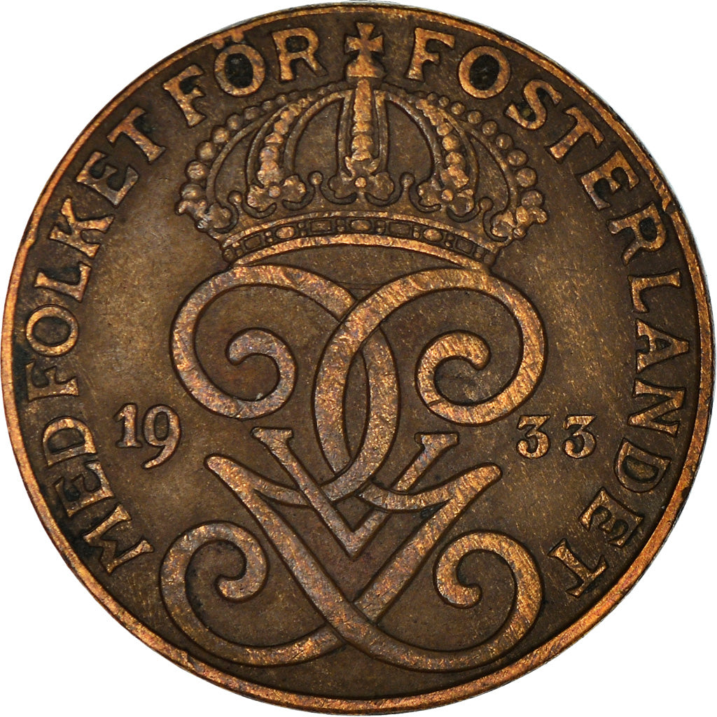 Coin, Sweden, 2 Öre, 1933, VF(30-35), Bronze, KM:778