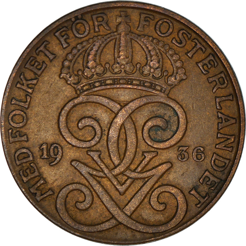 Coin, Sweden, 2 Öre, 1936, EF(40-45), Bronze, KM:778