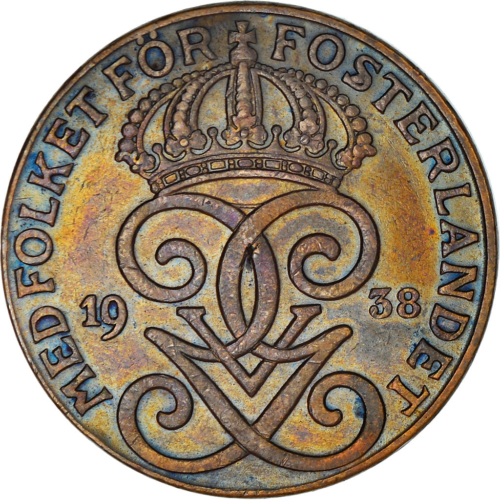 Coin, Sweden, 2 Öre, 1938, EF(40-45), Bronze, KM:778