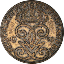 Coin, Sweden, Gustaf V, 2 Öre, 1939, VF(20-25), Bronze, KM:778