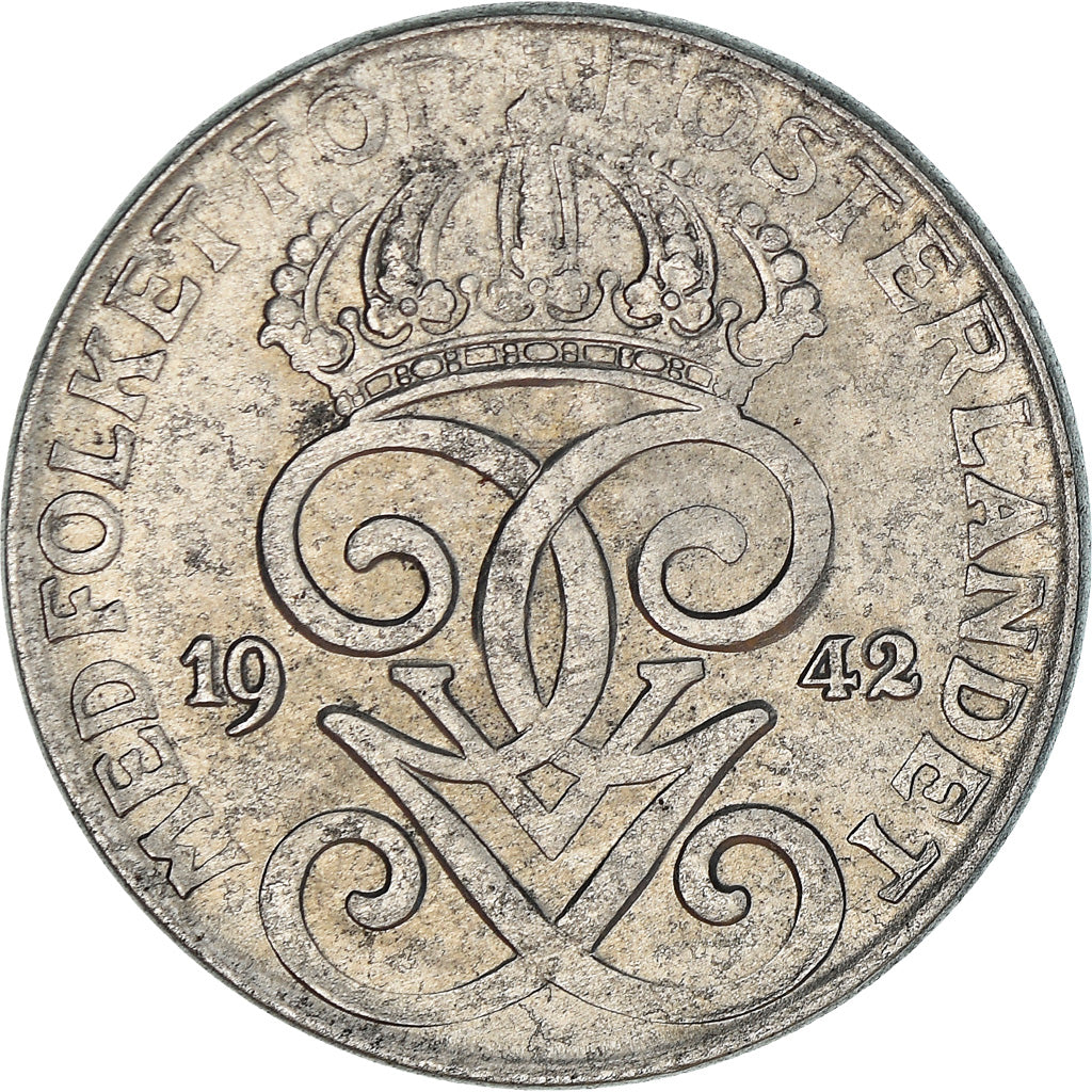 Coin, Sweden, Gustaf V, 2 Öre, 1942, VF(30-35), Iron, KM:811