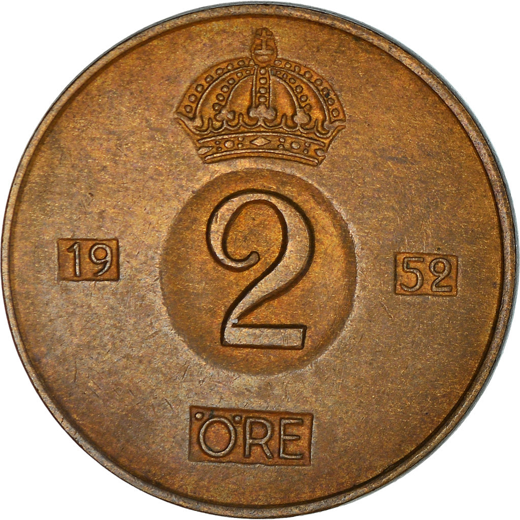 Coin, Sweden, 2 Öre, 1952, EF(40-45), Bronze, KM:821