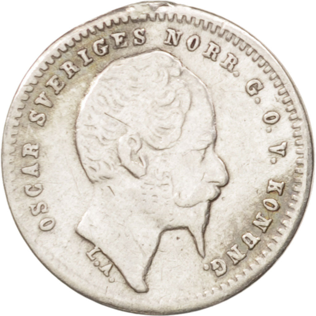 Schweden, Oscar I, 10 Öre, 1857, VF(20-25), Silver, KM:683