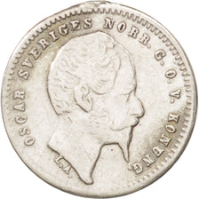 Suède, Oscar I, 10 Öre, 1857, TB, Argent, KM:683
