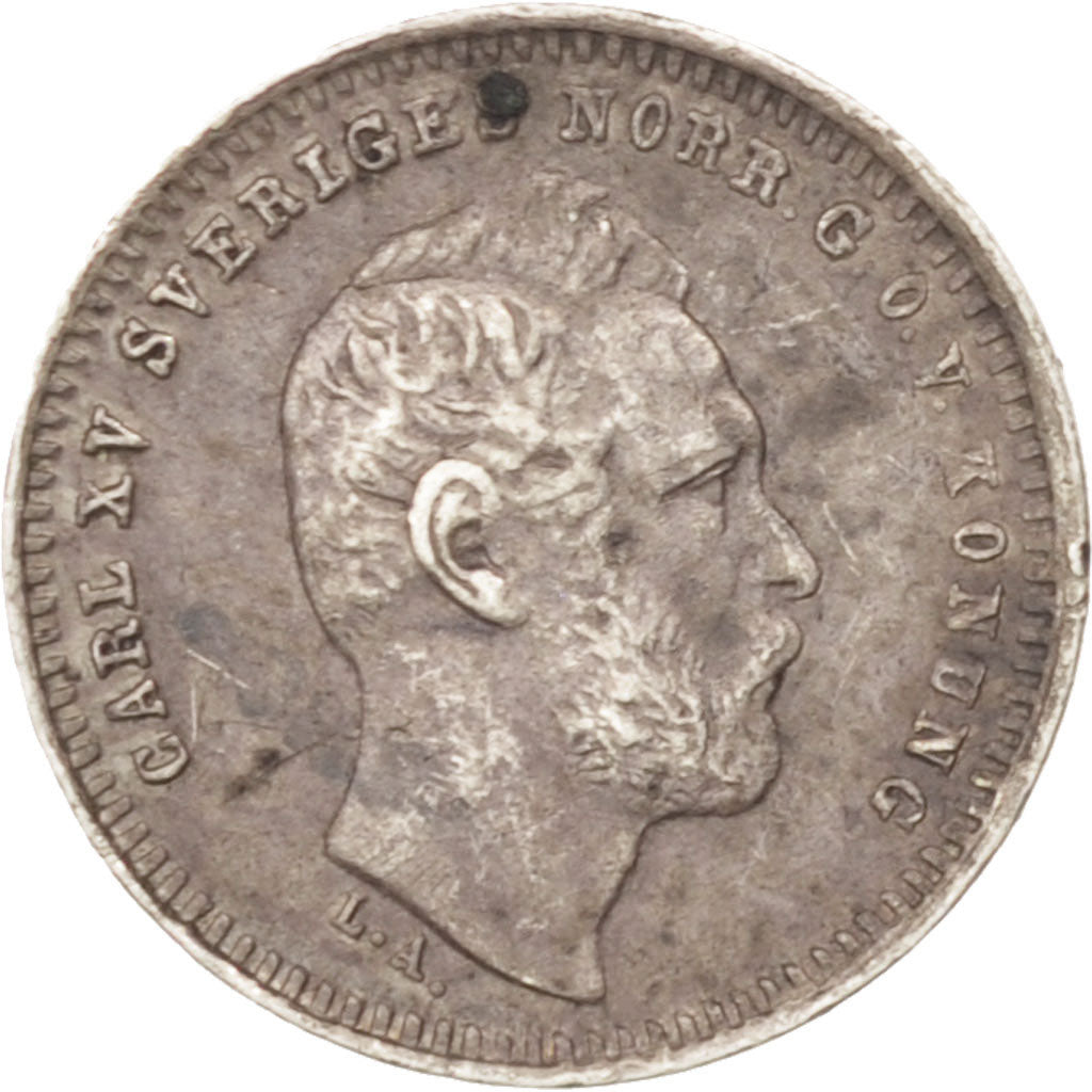 Svezia, Carl XV Adolf, 10 Öre, 1871, BB, Argento, KM:710