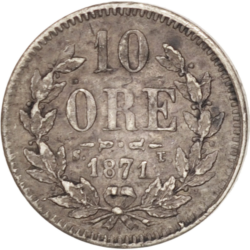 Svezia, Carl XV Adolf, 10 Öre, 1871, BB, Argento, KM:710