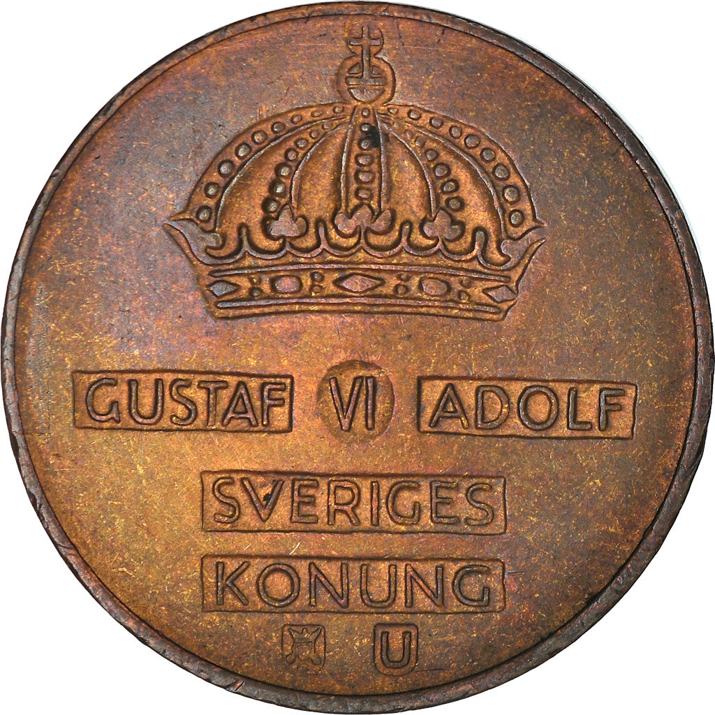 Coin, Sweden, Gustaf VI, 2 Öre, 1966, VF(30-35), Bronze, KM:821
