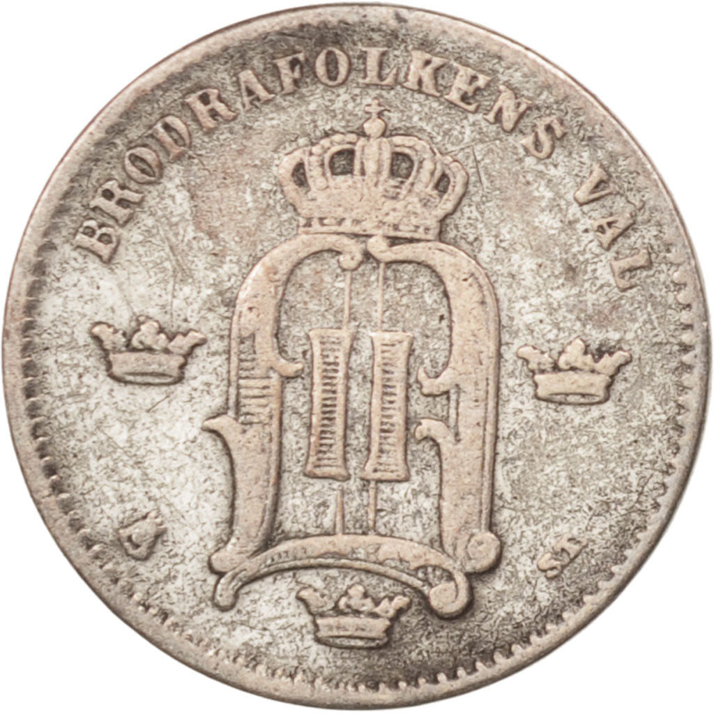 Moneta, Svezia, Oscar II, 10 Öre, 1874, BB, Argento, KM:737