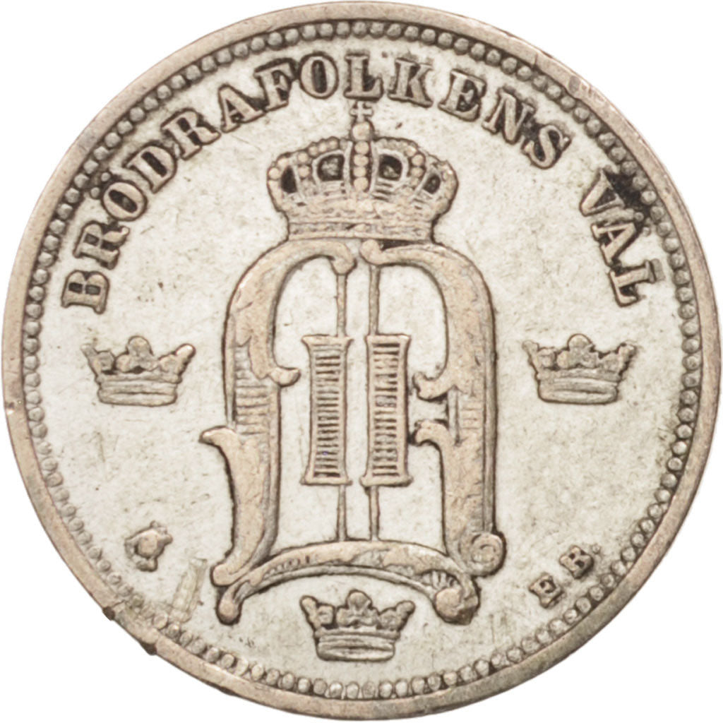 Schweden, Oscar II, 10 Öre, 1897, EF(40-45), Silver, KM:755