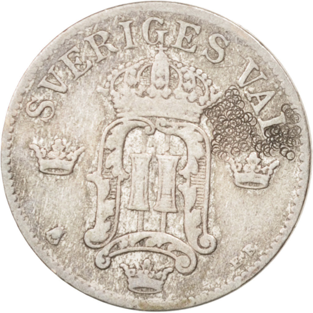 Svezia, Oscar II, 10 Öre, 1907, BB, Argento, KM:774