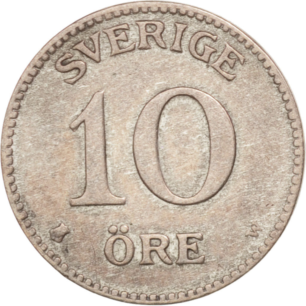 Coin, Sweden, Gustaf V, 10 Öre, 1919, EF(40-45), Silver, KM:780