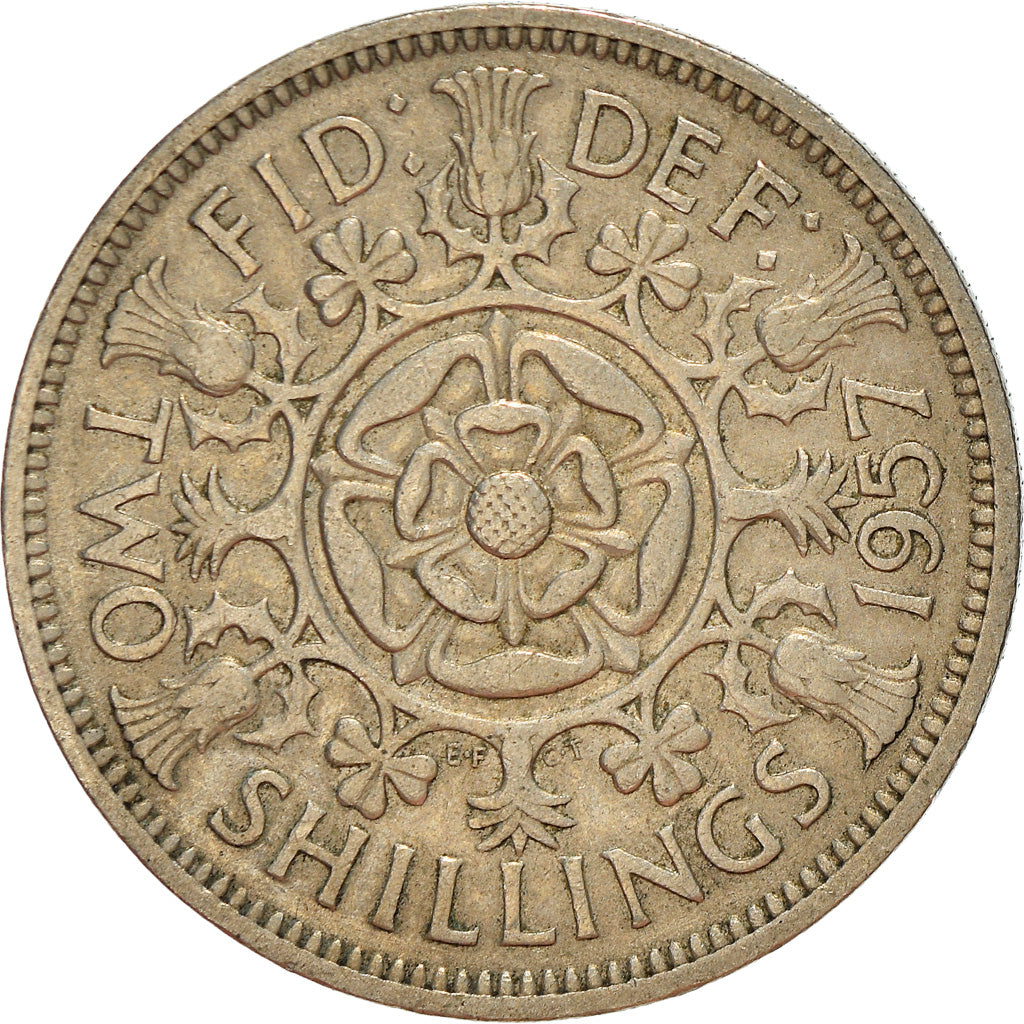 Coin, Great Britain, Elizabeth II, Florin, Two Shillings, 1957, VF(20-25)