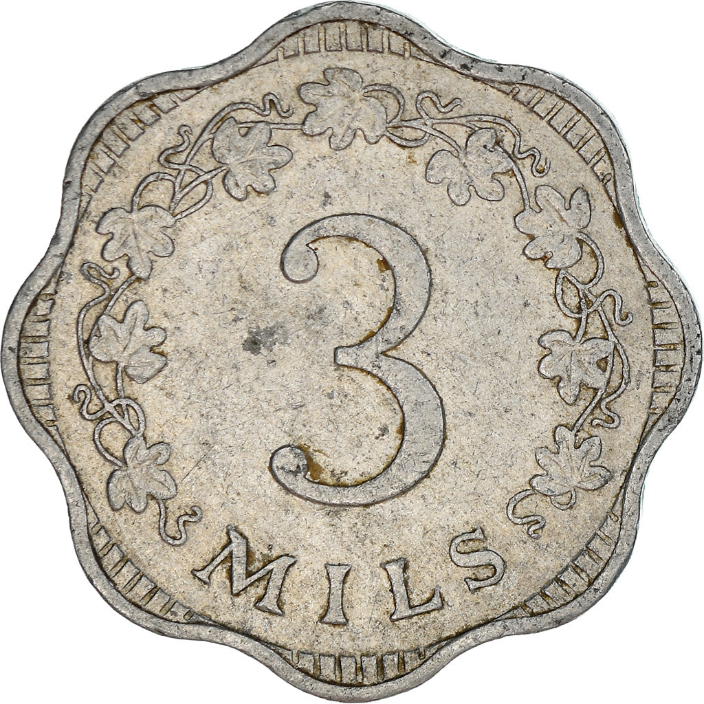 Coin, Malta, 3 Mils, 1972, British Royal Mint, EF(40-45), Aluminum, KM:6