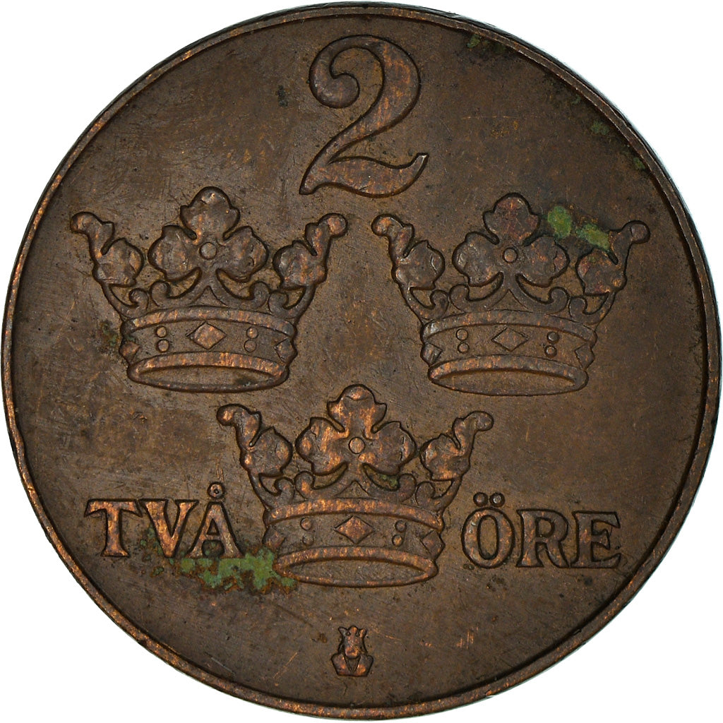 Coin, Sweden, Gustaf V, 2 Öre, 1927, VF(30-35), Bronze, KM:778
