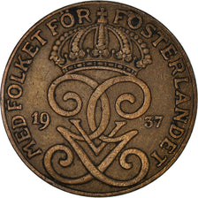 Coin, Sweden, Gustaf V, 2 Öre, 1937, EF(40-45), Bronze, KM:778