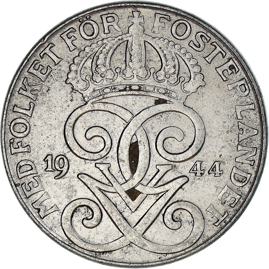 Coin, Sweden, Gustaf V, 2 Öre, 1944, EF(40-45), Iron, KM:811