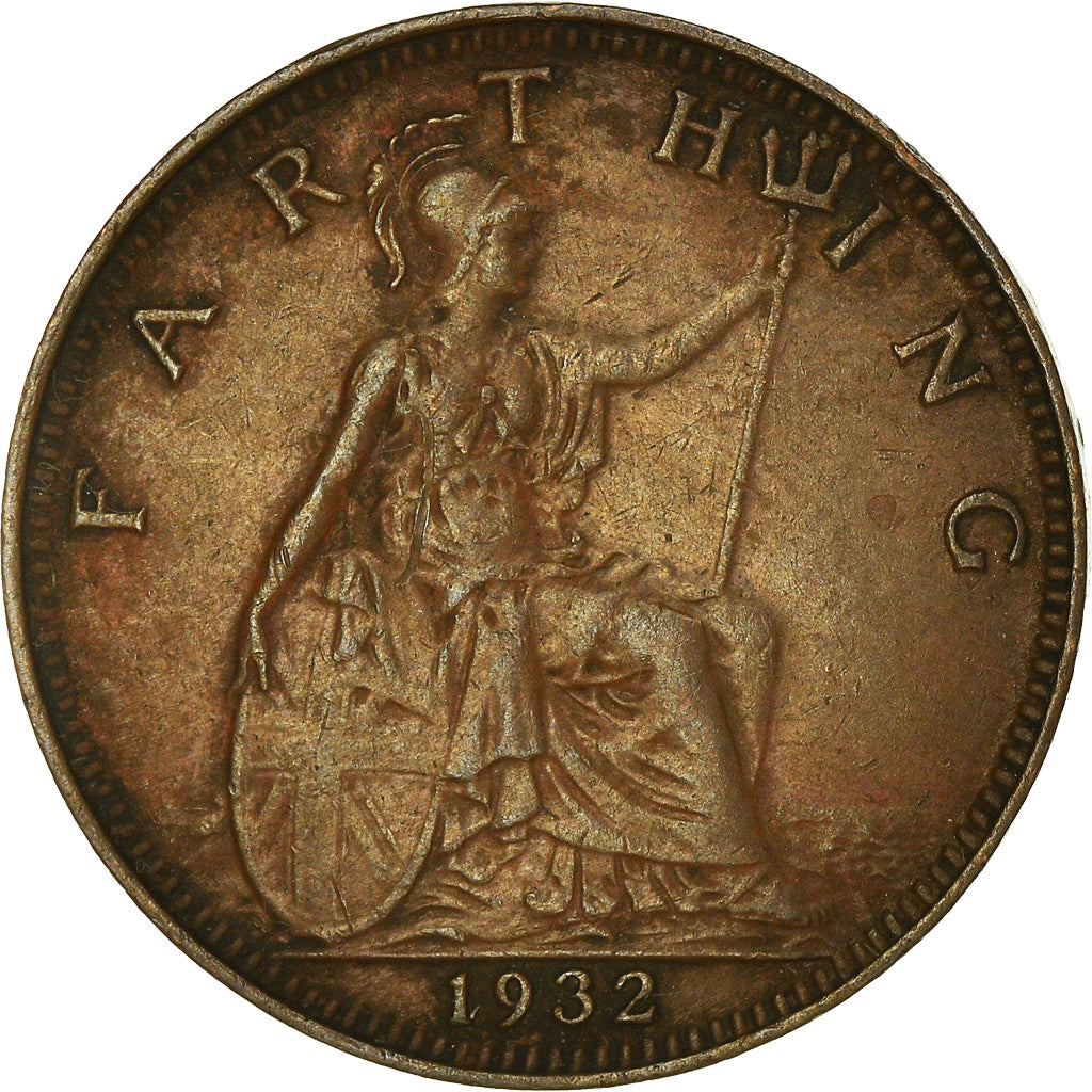 Coin, Great Britain, George V, Farthing, 1932, AU(50-53), Bronze, KM:825